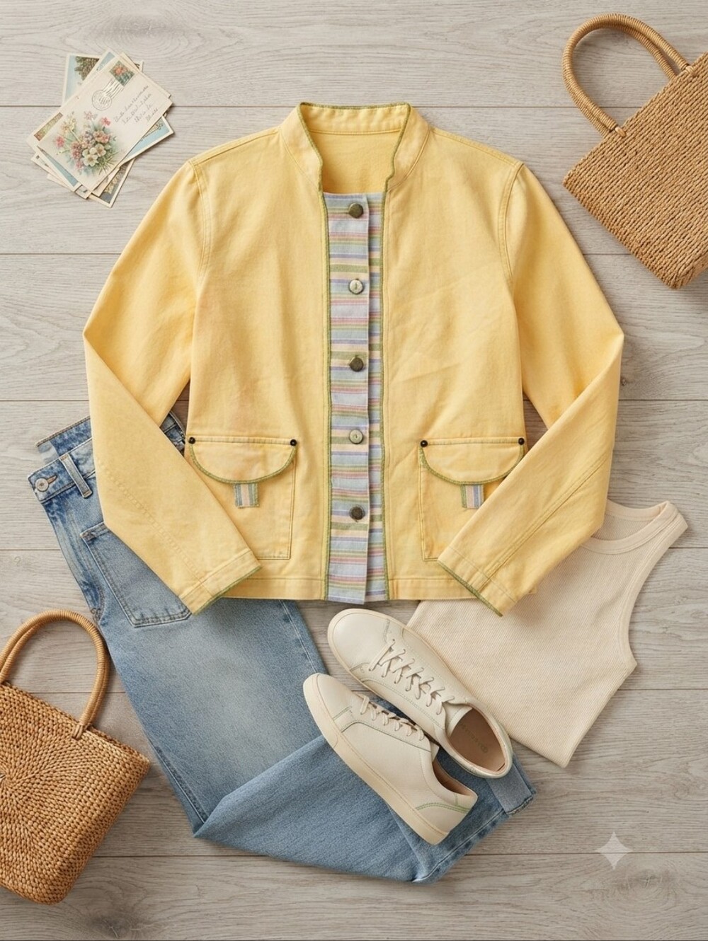 Vintage Produce Company Yellow Button Up Jacket